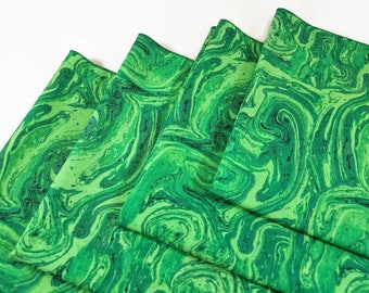 Cloth Dinner Napkins- Set of 4- 100% Cotton- Eco-Friendly - Marbled Emerald