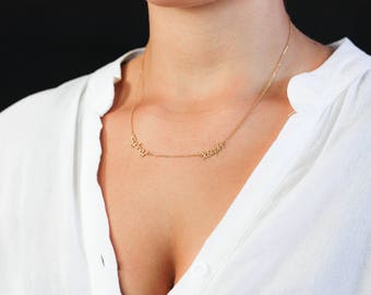 Name Necklace, Gold Name Necklace, Kids Name Necklace, Personalized, Custom Name Necklace, Children Names Necklace, Two Name Necklace SN0225