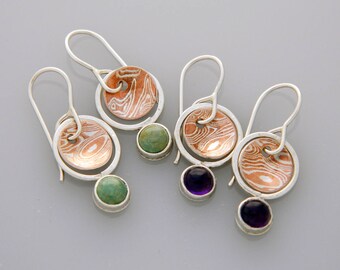 Mixed metal earrings "planets" with turquoise