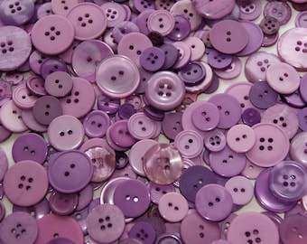 50 Buttons Lilac, Orchid , ASSORTED Size Mix Crafting Jewelry Collect (1498)