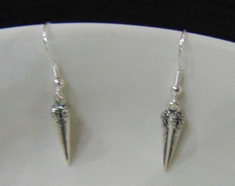 Silver Drop Earrings, Silver Earrings, Silver Spike Earrings, Antiqued Silver Spike Earrings, Antiqued Silver Earrings, Antiqued Earrings