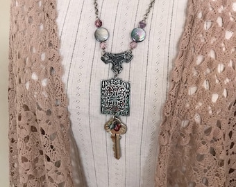 Vintage key necklace- vintaj necklace