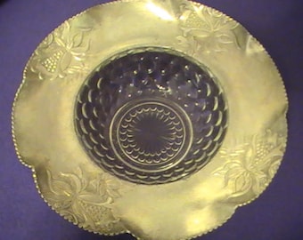 Vintage Aluminum and Glass Party Dish