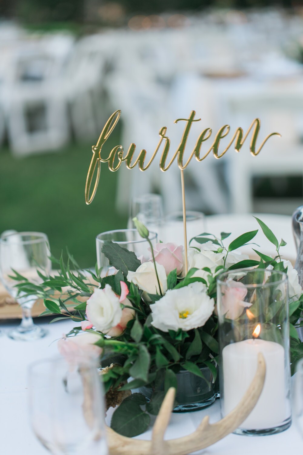 Gold/Wood Calligraphy Table Numbers Acrylic/Wood Material