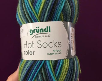 Sockyarn 4ply in aqua colours Grundl Hots Socks Color superwash yarn 50g per ball you need 2 balls to knit a pair of socks shade 404