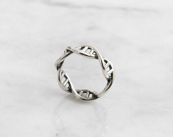 DNA Silver ring, Sterling Silver Ring, Chemistry Ring, Molecule Ring, Infinity Pattern Ring