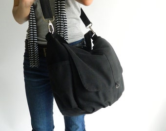 Mothers day - Black messenger diaper bag,Women canvas shoulder bag,cross body bag, back to school, Gift for her / Sale 25 % - no.18 -DANIEL