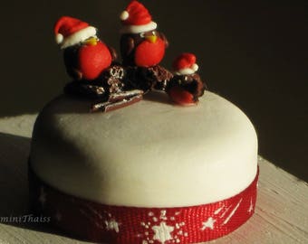 Dollhouse Miniature Christmas Cake, Dollhouse Christmas Cake, Dollhouse Cake, Dollhouse Chocolate Cake, Miniature Food in 1:12 scale