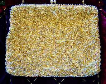 Beaded Bag formal Gold Sequin holiday bag