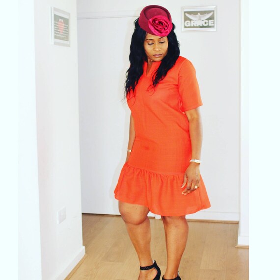 Faith Bright Red Mini Day Dress With Pleat Bottom