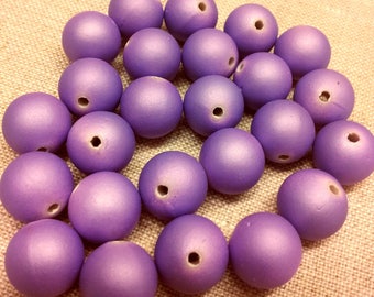 Set of 10 purple - matte beads - 12 mm T11