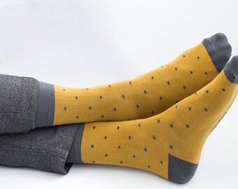 Yellow Socks, Mens Socks, Casual Socks, Mustard Socks, Colourful Socks, Wedding socks, Groom Socks, Groomsmen Socks, Vintage Socks