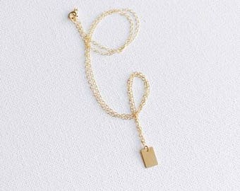 14k Gold Filled Rectangle Dainty Necklace