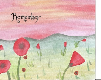 Remembrance, Poppy , Poppies, Water colour, Artwork