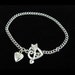 Silver Metal Chain Bracelet with Heart Toggle Clasp and Charm is ready for Dangles or Charms, A021-A