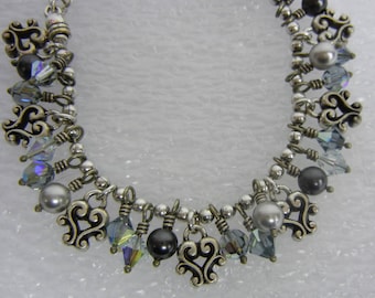Vintage Brighton Latika Syle Beaded Bracelet with Hearts