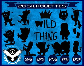 20 Where The Wild Things Are SVG | Wild Things Silhouette | Wild One Crown | Wild Things Decor | Wild Thing Printable | Wild Thing Decal |