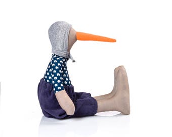 Toddler Valentine gift Nursery decor Bird doll Stuffed animal Rag doll Handmade cloth doll Plush duck Stuffed doll Soft bird Toy Blue gray