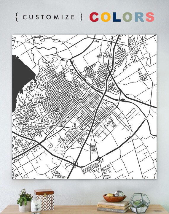 Map of Waco large canvas city maps street map vintage map