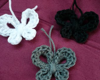 set of 3 Butterfly crochet Butterfly applique