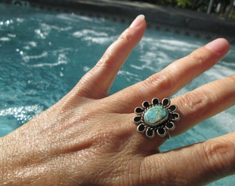 Turquoise and Sterling Silver Ring Size 7