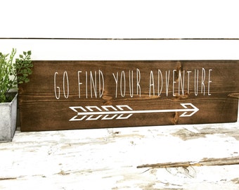 Rustic Wood Sign - Rustic Home Decor - Rustic Decor - Rustic Wall Hanging -Arrow Wall Hanging-Find your adventure-Graduation Gift -Wood Sign