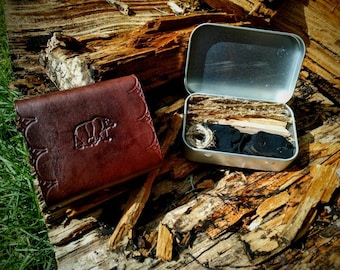 BRW Tinder Box with Leather Holster, Fully Stocked