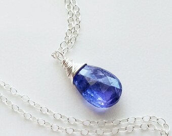 Tanzanite Necklace, Sterling Silver Tanzanite Necklace, Small Tanzanite Pendant, Genuine Tanzanite, Silver Pendant, Tanzanite Jewelry