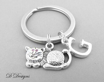 Cat Keyring, Cat Key Chain, Pet Key Chain, Animal Keyring, Personalised Cat Keychain, Cat Gifts, Pet Jewellery