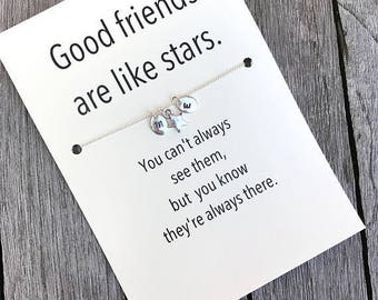 Friendship necklace, Bff necklace, Initial jewelry, Friendship jewelry, Best friend necklace, Best friend, Good friends are like stars, A5b