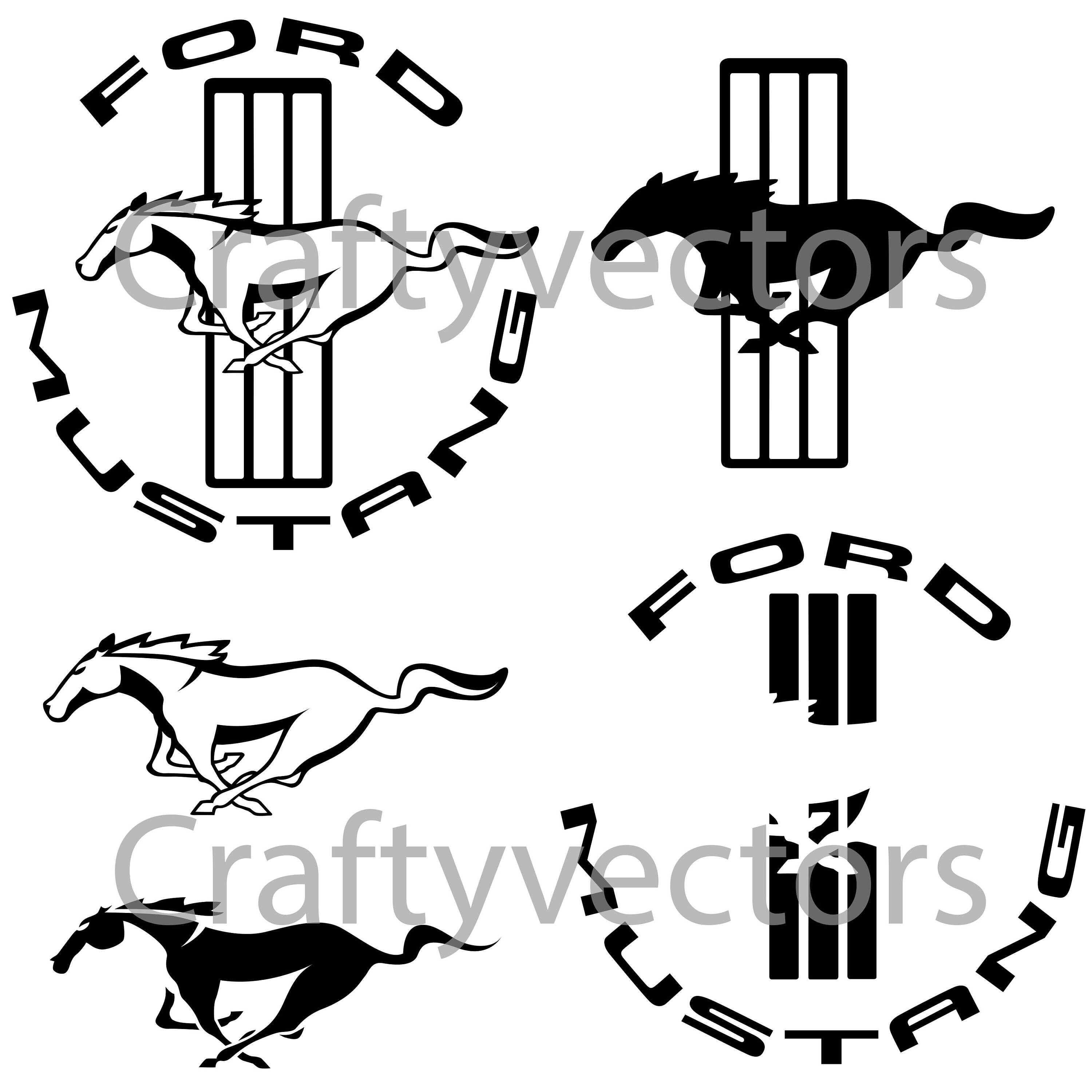 Ford Mustang Logos Vector