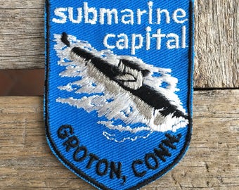 Submarine Capital Groton, Connecticut Vintage Souvenir Travel Patch from Voyager