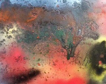 Bloodstone #2 Original Abstract Spray Paint Spiritual Painting 12x16 Crystal Healing Energy Art On Stretched Canvas 30.4 x 40.6 cm