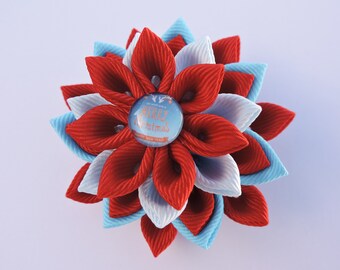 Kanzashi fabric flower brooch .Christmas.Merry Christmas.