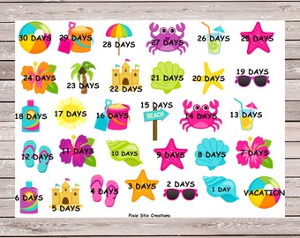 Vacation Countdown Planner Stickers Erin Condren Planner Stickers, ECLP, Filofax, Kikki K, Mambi, Happy Planner