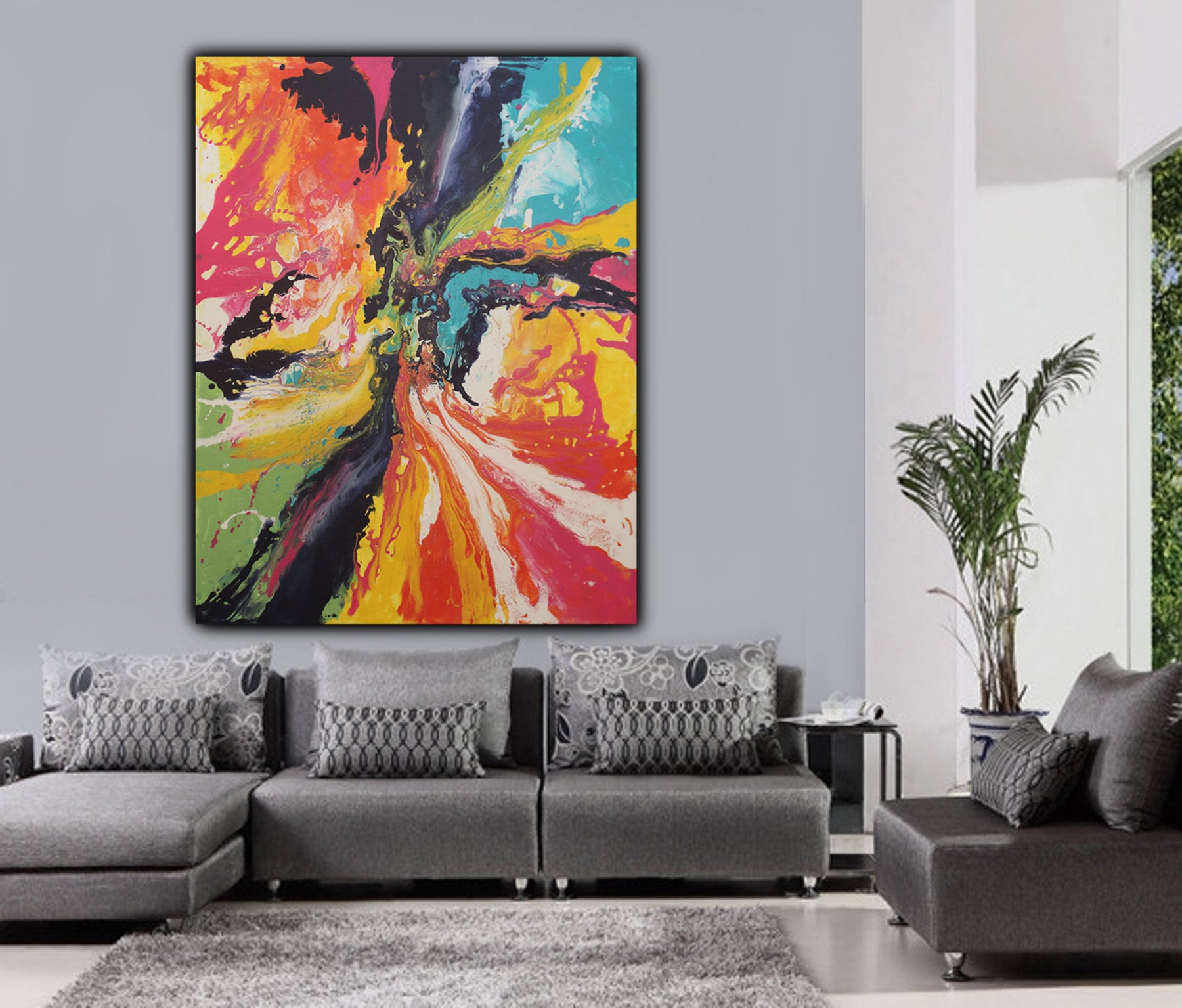Original Large Modern Fluid Liquid Abstract Painting On Canvas Wall Original Large Modern Fluid Liquid Abstract Painting On Canvas Wall