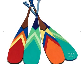 Painted Wooden Oars. Nautical Wood Oars. Painted Paddles. Painted Rowing Oars.