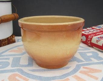Primitive Antique Watt Eve-N-Bake Yellowware Mixing Bowl ~ Watt Pottery 6-1/4" Ombre Glazed Stoneware Farmhouse Decor