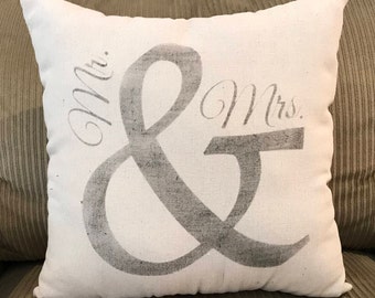 Mr & Mrs Grain sack Pillow