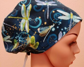 Women's Surgical Cap, Scrub Hat, Chemo Cap, Dragonfly
