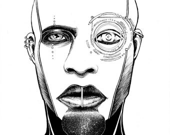 Monocular - 9"x12" Original Ink Illustration