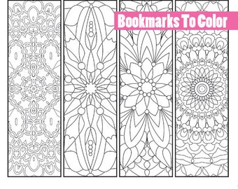 Printable Pattern Coloring Page Bookmarks PDF JPG Instant Download Book