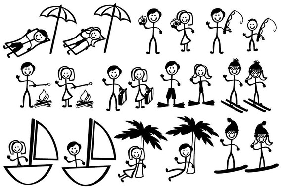 Download Stick Figure People Family Vacation Themed Vector Art SVG