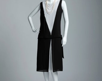 Black and off-white art deco dress, Great Gatsby evening dress, 1920s flapper dress, Charleston dress, Roaring Twenties costume, robe Gatsby