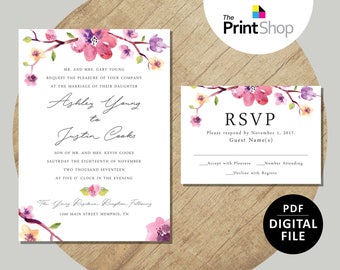 Digital File - Ashley's Wedding Invitation & RSVP Template