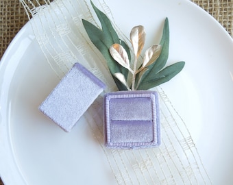 Velvet Ring Box - Lavender, Ice Blue, Coral, Peach, Light Pink, Light Green Wedding Ring Box