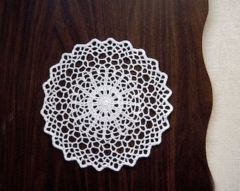 Geometric Table Decor Crochet Lace Doily, Minimalist Design, Modern Home Decor, New, Fiber Art, White, 10 Inch Doily, Sophisticated Decor