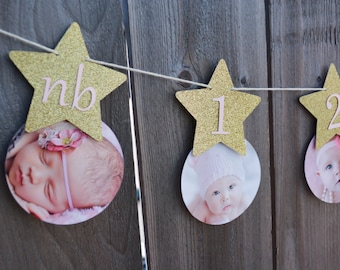 Gold OR Silver Twinkle Twinkle Little Star First Birthday Banner Star One Year Banner Twinkle Twinkle Little Star First Year Picture Banner