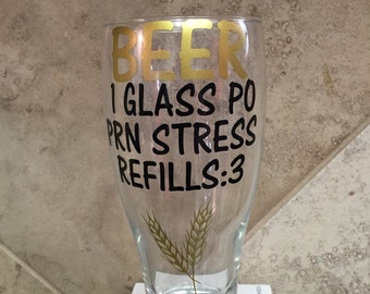 ON SALE Gift for nurses - wine glass for nurses - 1 glass PO Prn stress refills 3 - custom nurse gift - personalized wine glasses for nurse