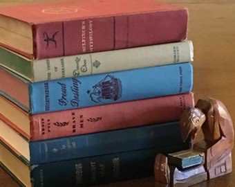Muted Fall Color Bookstack Set of Six Old Books Vintage Book Stack Home Decor Decorative Books Vintage Color Accent Instant Library